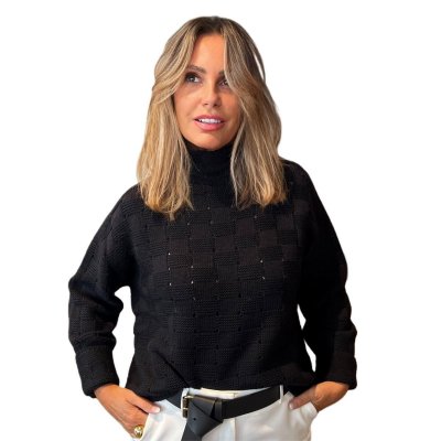 Maglia Lupetto Intarsi Nera MAIDA MILA