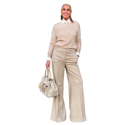 Pantalone Ampio Risvolto Spigato Cammello ViaMASINI80