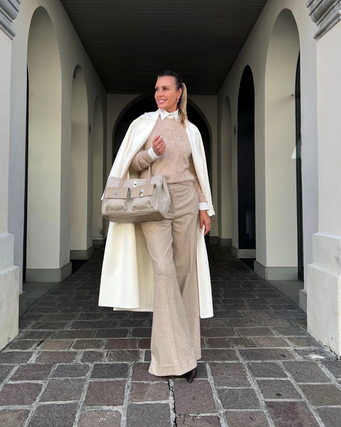 Pantalone Ampio Risvolto Spigato Cammello ViaMASINI80