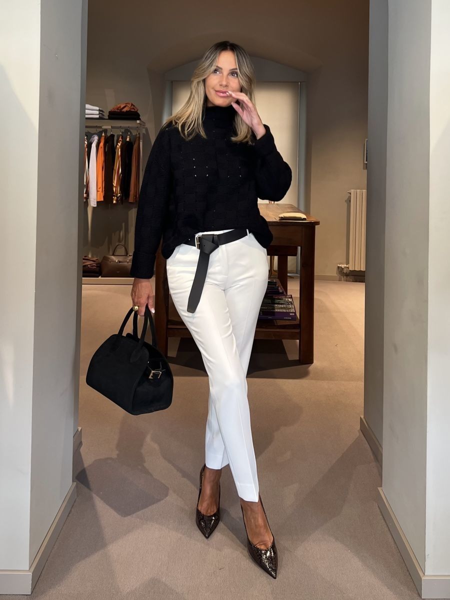 Pantalone Sigaretta Tecnico Panna PESERICO EASY