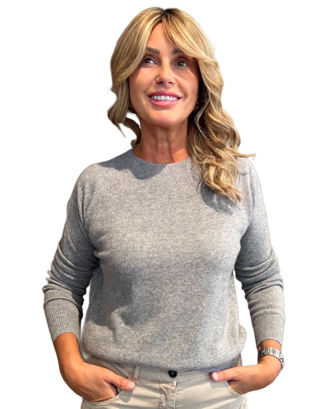 Maglia Girocollo Grigia SOLO CASCMIR