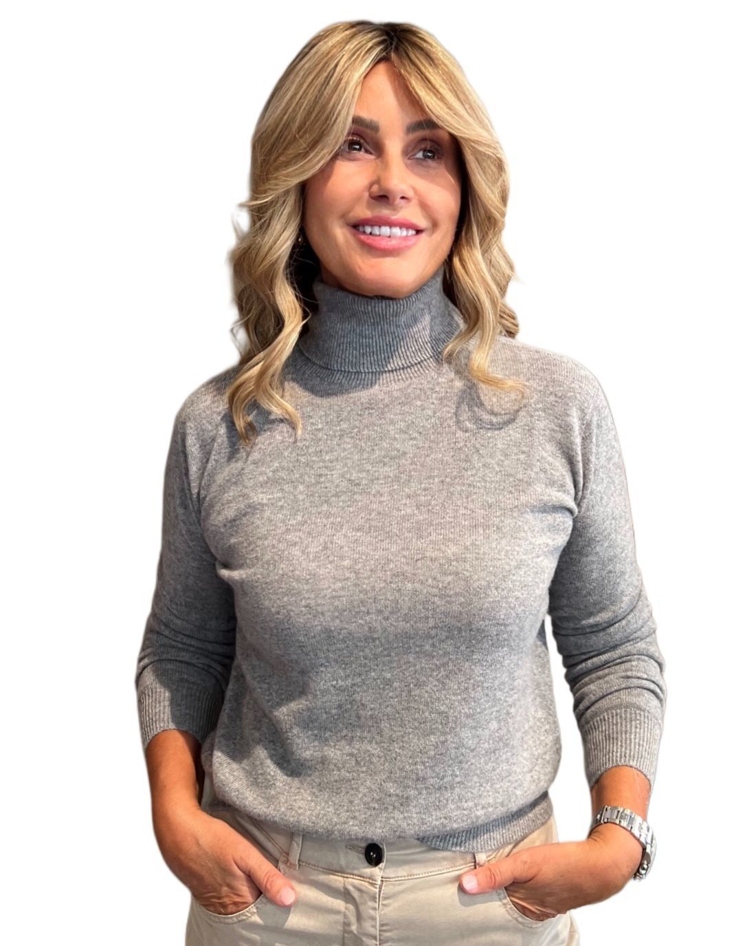 Maglia Dolcevita Grigia SOLO CASCMIR