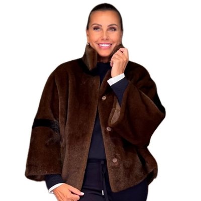 Cappa Eco-Mink Cocoa/Navy VALENTINI