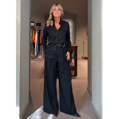 Camicia Lisa Lana Nera NG71