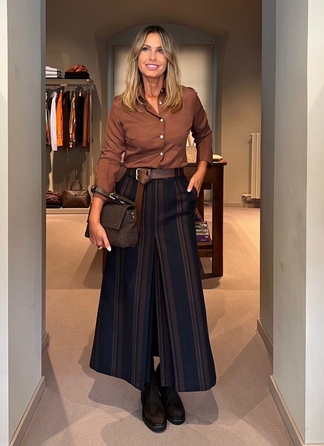 Camicia Barbara Marrone Seta NG71