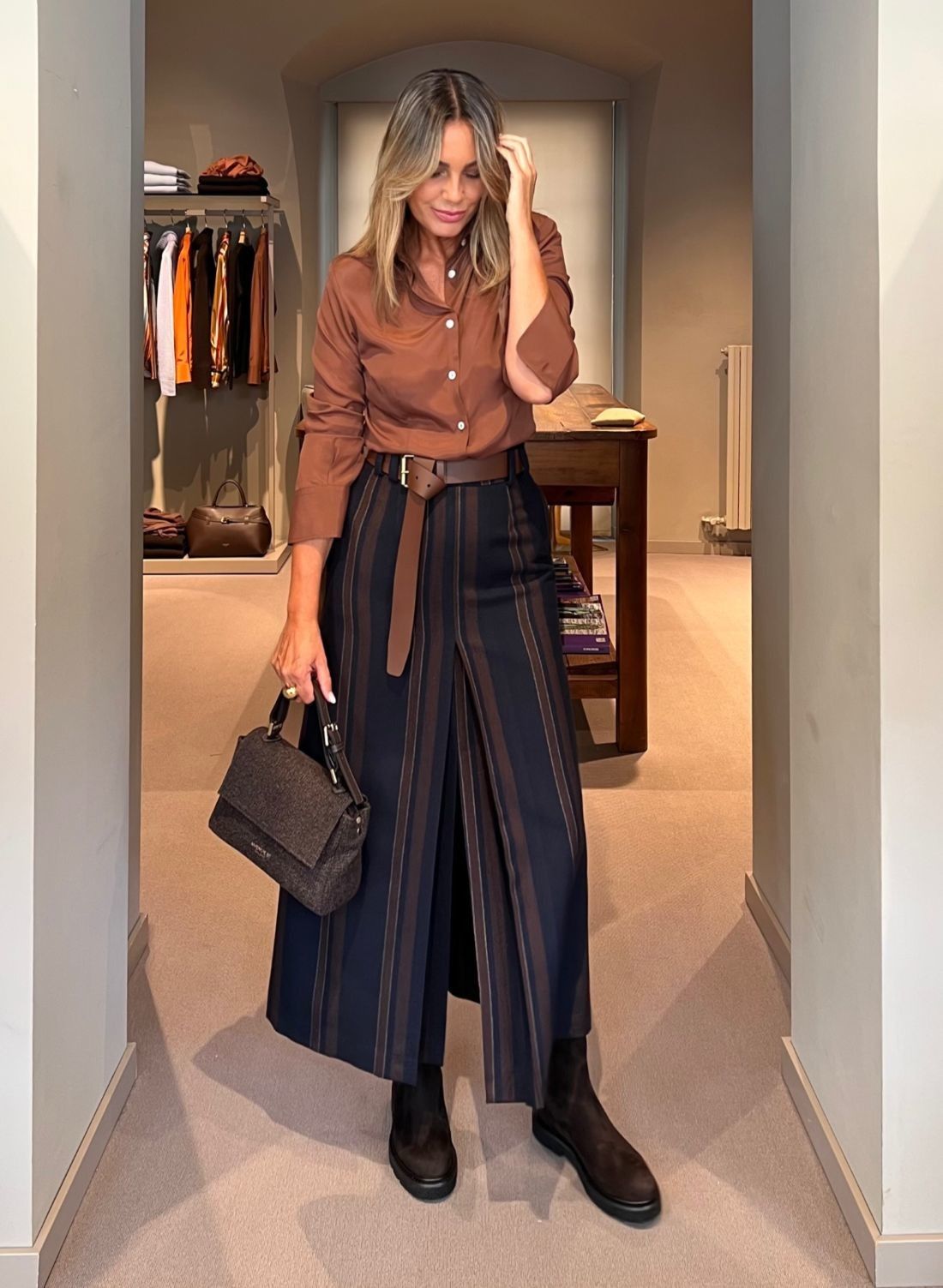 Camicia Barbara Marrone Seta NG71