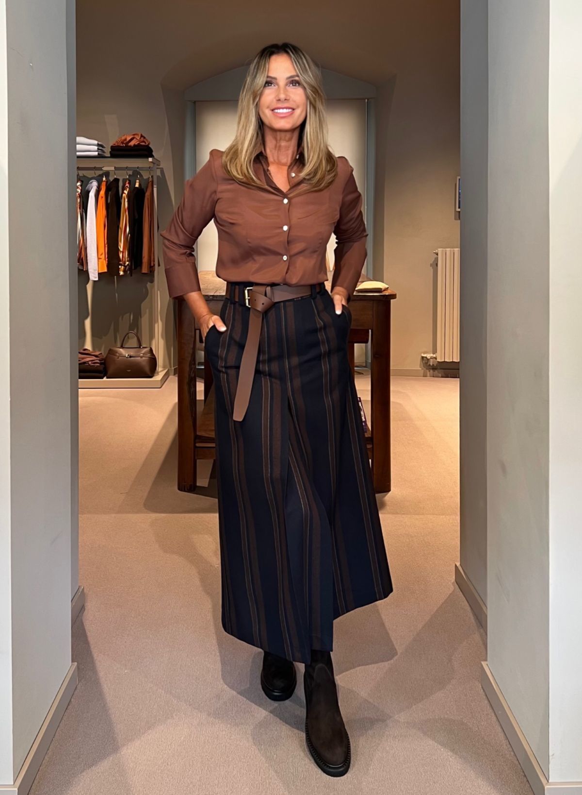 Camicia Barbara Marrone Seta NG71