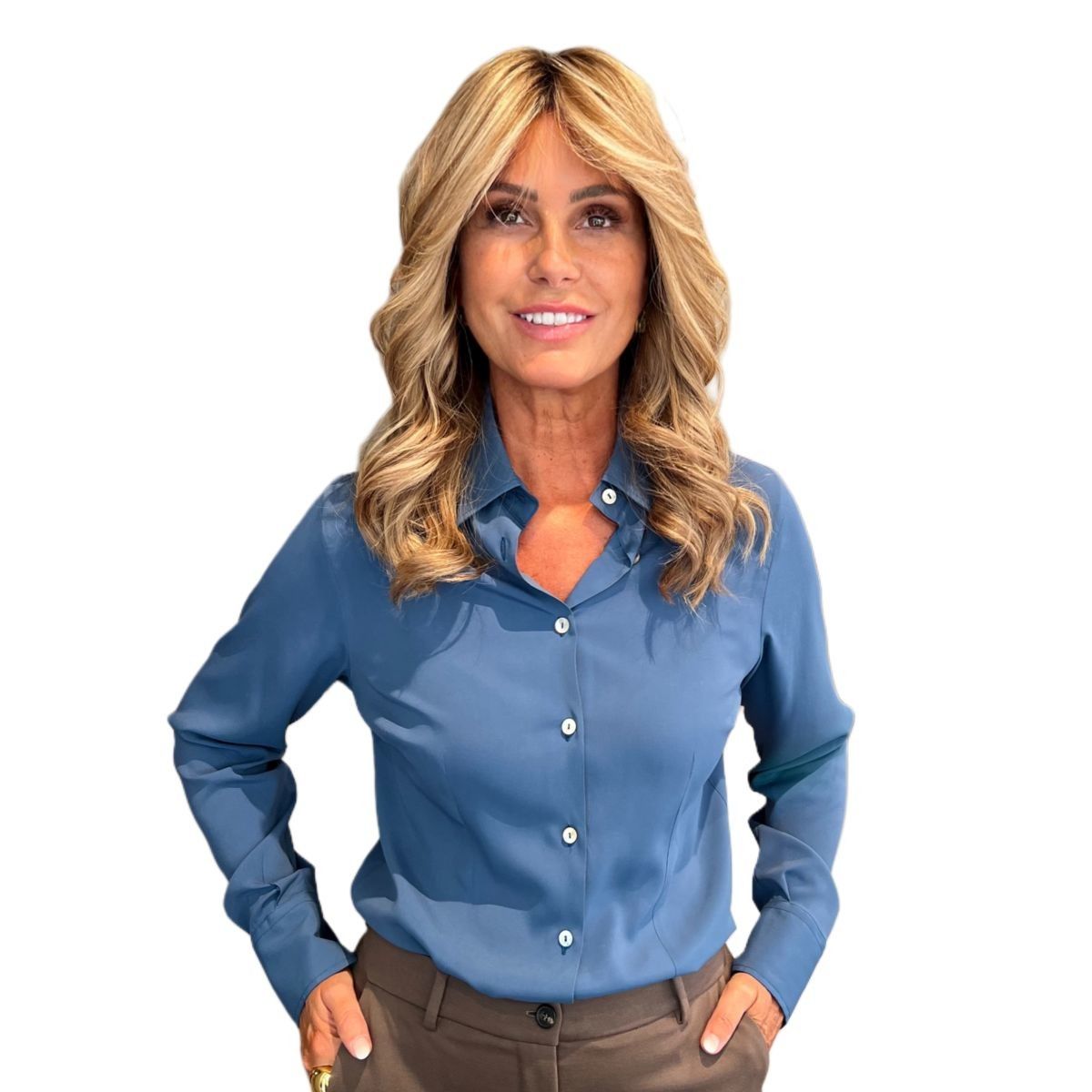 Camicia Barbara Blu Ceruleo Seta NG71