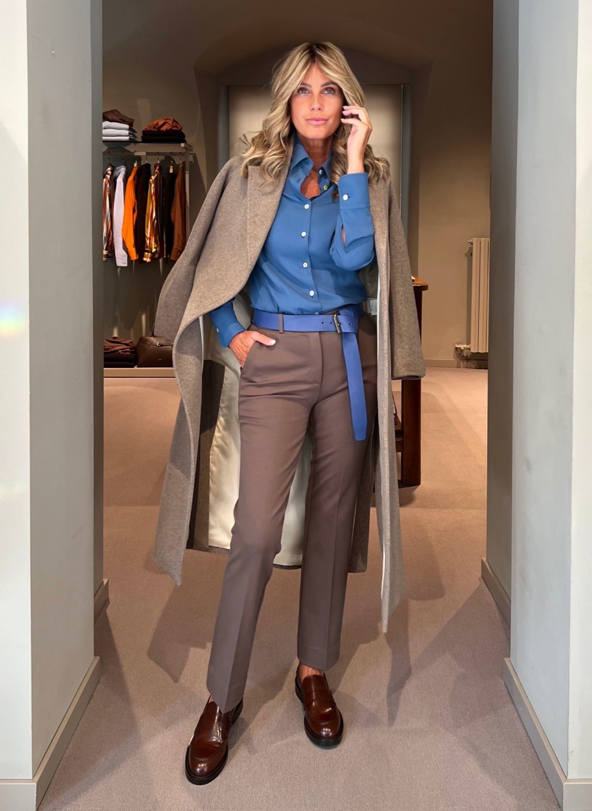 Camicia Barbara Blu Ceruleo Seta NG71