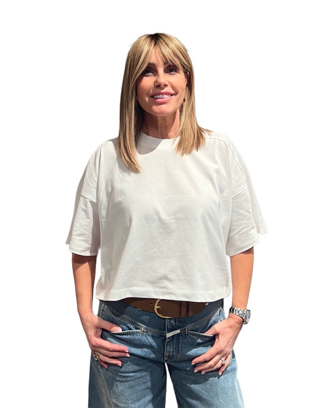 T-shirt Deep Yoke Panna CLOSED