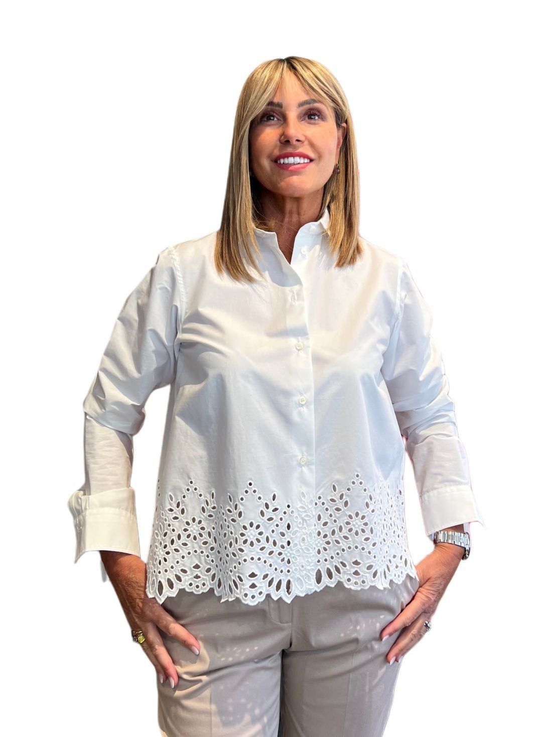 Camicia Bianca Ricamo Sangallo GUGLIELMINOTTI