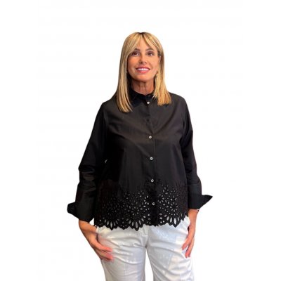 Camicia Nera Ricamo Sangallo GUGLIELMINOTTI