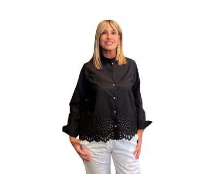 Camicia Nera Ricamo Sangallo GUGLIELMINOTTI