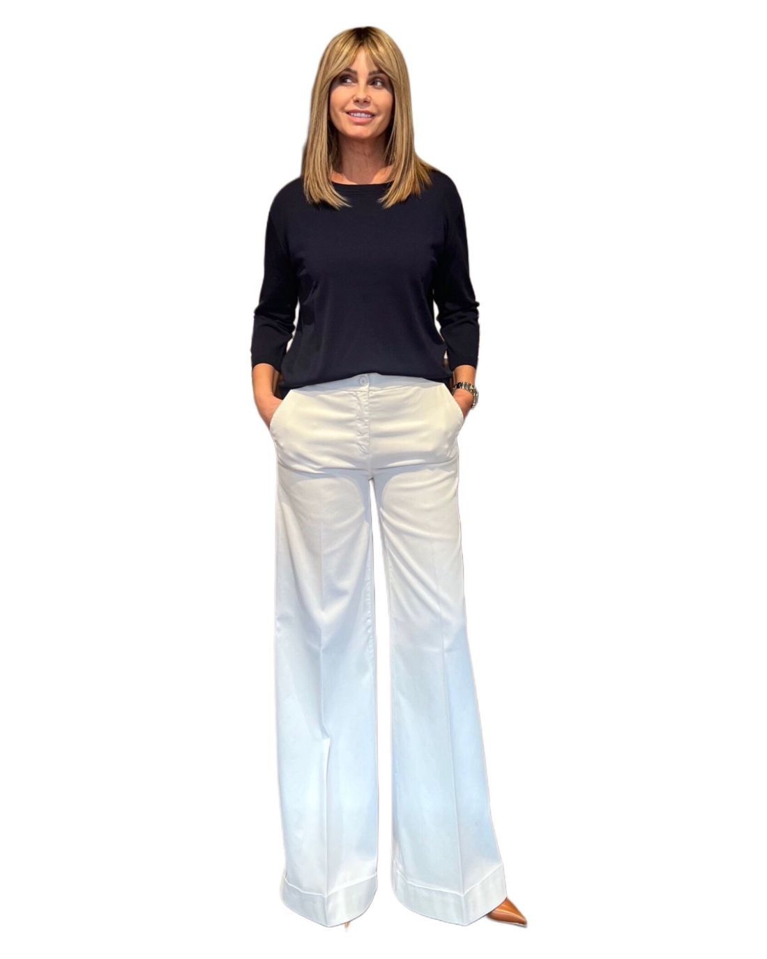 Pantalone Bianco Risvolto ViaMASINI80