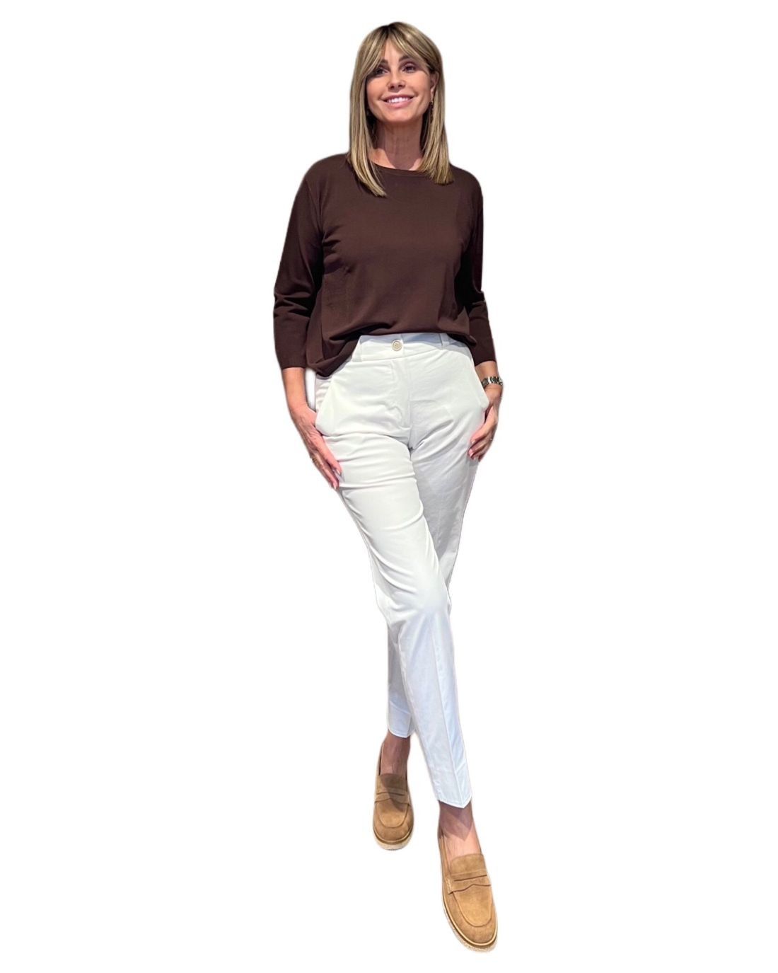 Pantalone Sigaretta Panna PESERICO