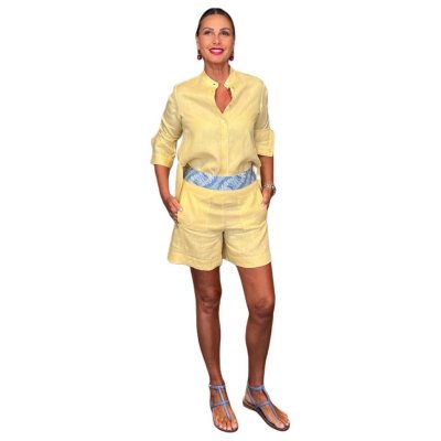 Completo Shorts Lino Giallo NG71