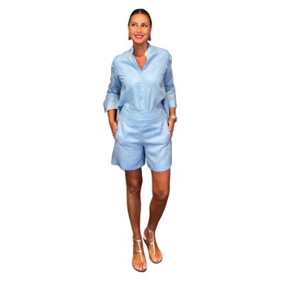 Completo Shorts Lino Azzurro NG71
