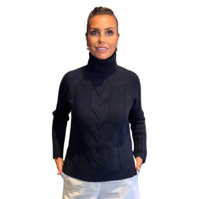 Maglia Dolcevita Treccia Blu Navy MAIDA MILA