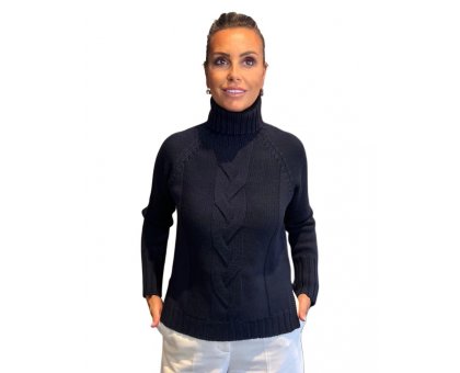Maglia Dolcevita Treccia Blu Navy MAIDA MILA
