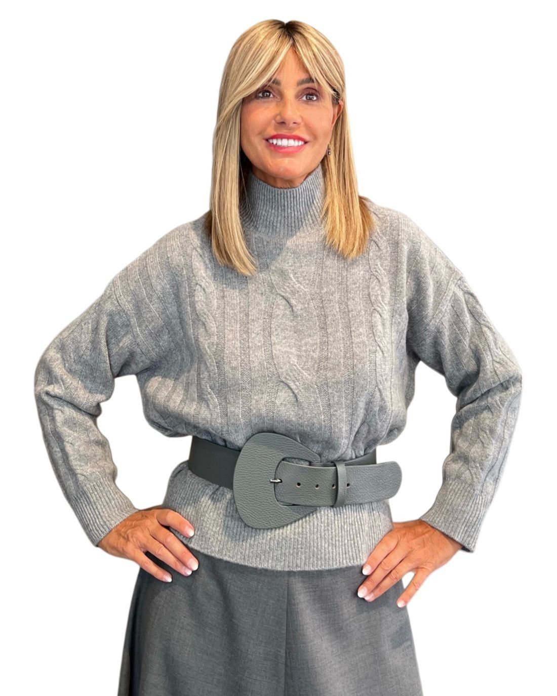 Maglia Lupetto Treccia Grigia SOLOCASCMIR