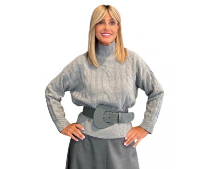 Maglia Lupetto Treccia Grigia SOLOCASCMIR