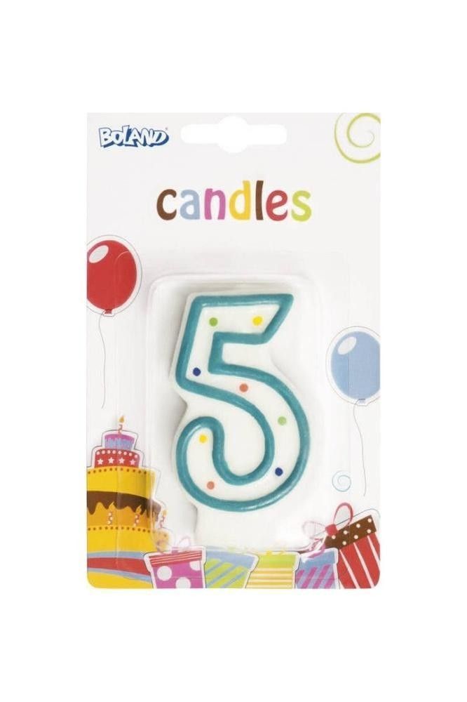 Numero candela/candela di compleanno DOTS DESIGN 0-9 1 pezzo colori assortiti libero selezionabile 5 