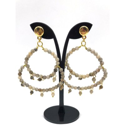 Orecchini chandelier in pietra fossile