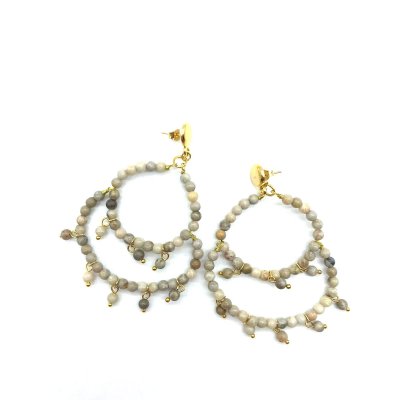 Orecchini chandelier in pietra fossile