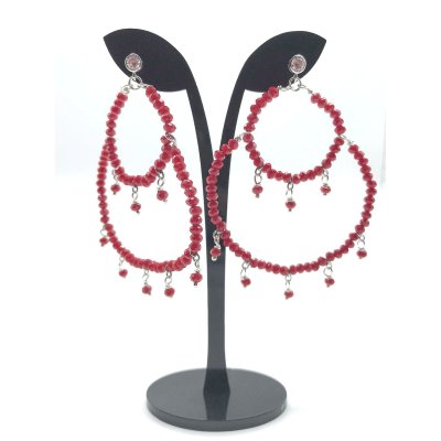 Orecchini chandelier mezzicristalli rossi