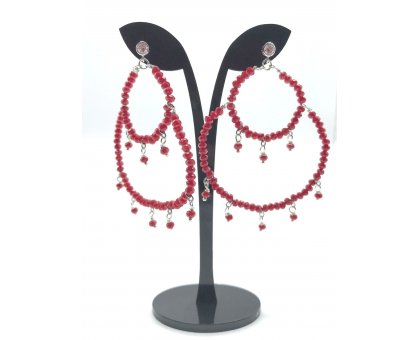 Orecchini chandelier mezzicristalli rossi