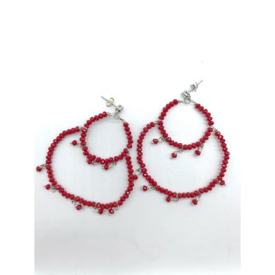 Orecchini chandelier mezzicristalli rossi