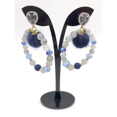 Orecchini a cerchio con sfera blu