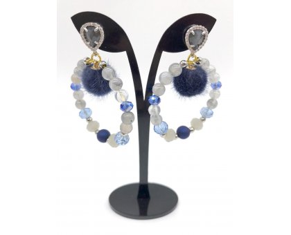 Orecchini a cerchio con sfera blu