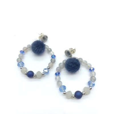 Orecchini a cerchio con sfera blu