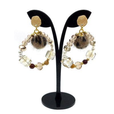 Orecchini a cerchio con sfera centrale maculato