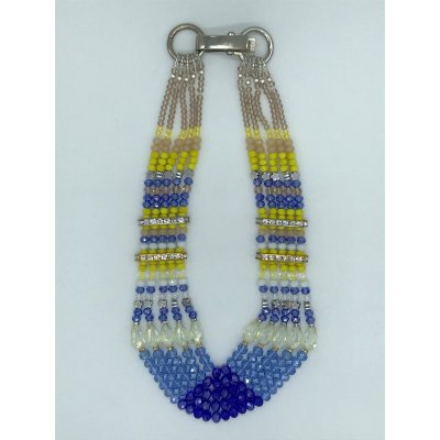 Girocollo 5 fili con mezzicristalli blu