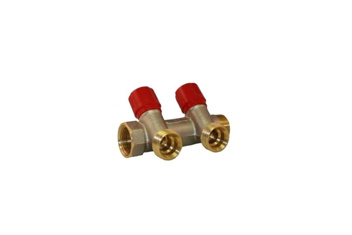 COLLETTORE per Acqua CALDA c/valvolina di Chiusura  2vie  1" x 3/4"