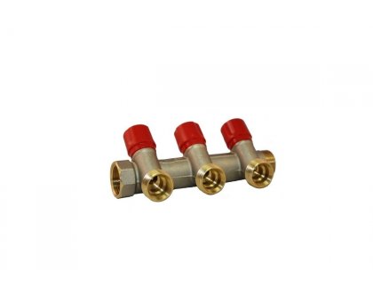 COLLETTORE per Acqua CALDA c/valvolina di Chiusura 3vie 3/4" x 3/4"