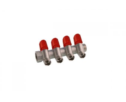COLLETTORE per Acqua CALDA c/valvolina di Chiusura 4vie 3/4" x 3/4"