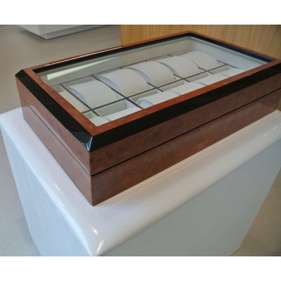 RAPPORT cofanetto portaorologi 12 pz in radica di legno