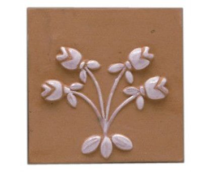 Tulipani Cotto Rilievo Bianco Antico