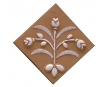 Tulipani Cotto Rilievo Bianco Antico Diagonale