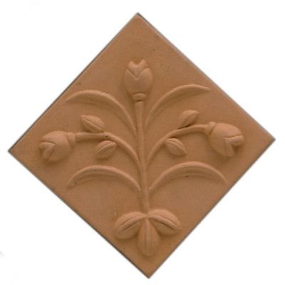 Tulipani Cotto Rilievo Diagonale Dettagli