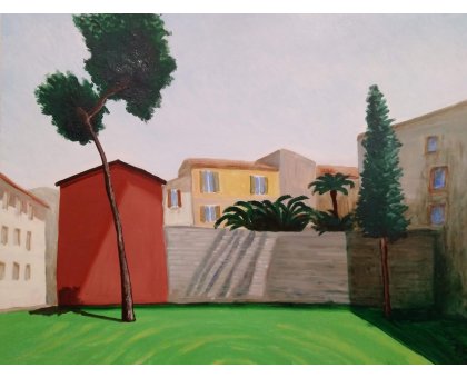 OLIO SU TELA MARCO METTO ' MATTINA A FANO ' dimensioni L 80x H 60 cm.