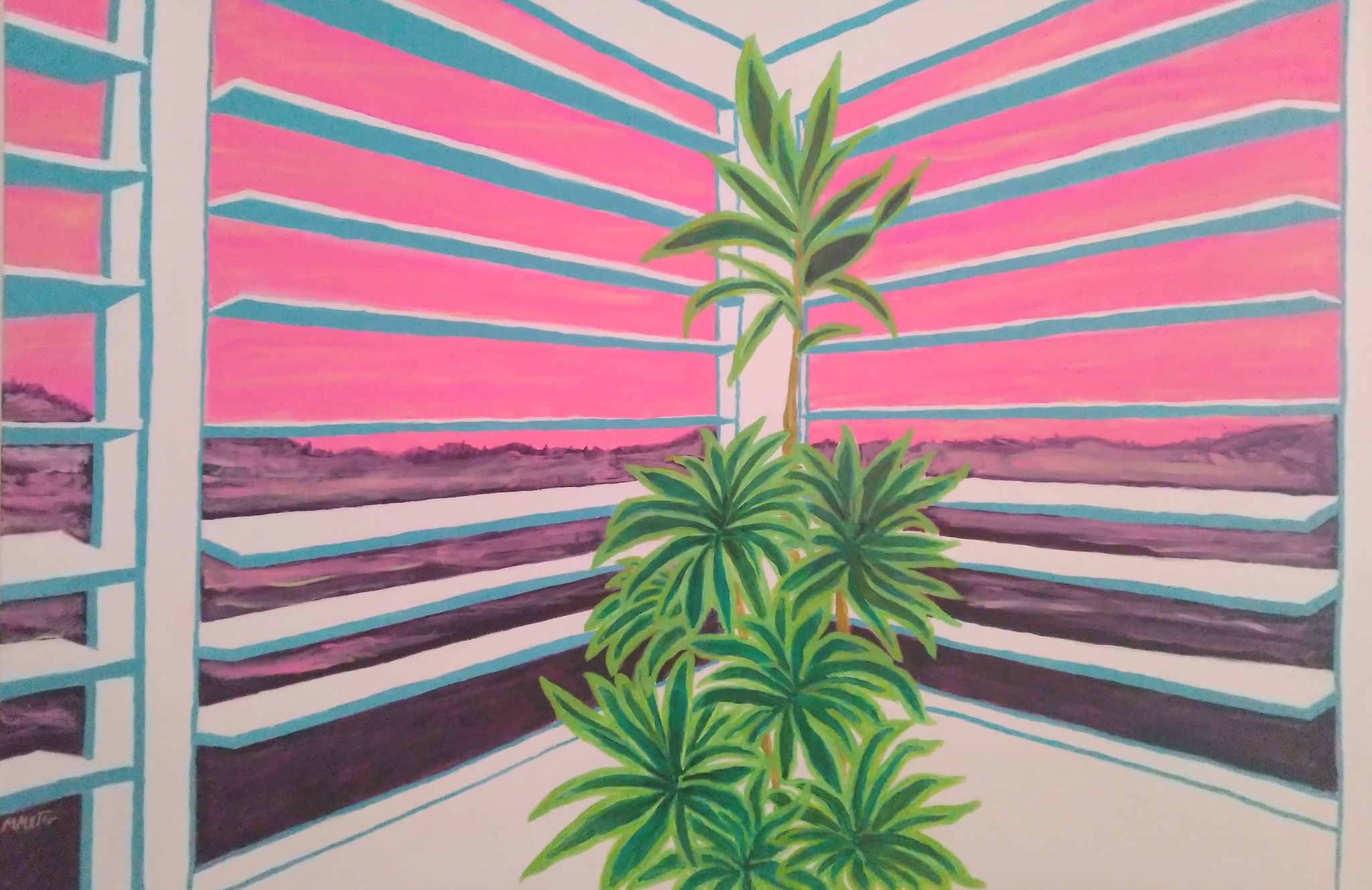 ACRILICO SU TELA MARCO METTO ' MICHELLE'S SUNSET '  dimensioni L 120 x H 80 cm.