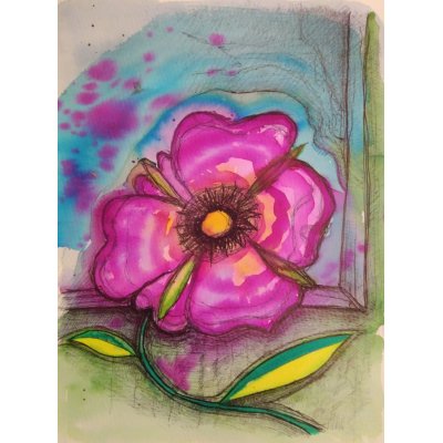 MIXED MEDIA MARCO METTO ' DARK FLOWER' dimensioni L 23 x H 30 cm.