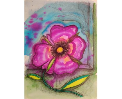 MIXED MEDIA MARCO METTO ' DARK FLOWER' dimensioni L 23 x H 30 cm.