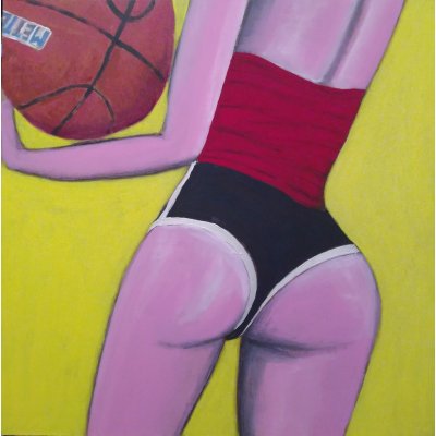 ACRILICO SU TAVOLA MARCO METTO ' BASKET BALLS ' dimensioni L 48 x H 48 cm.