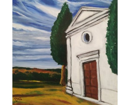 OLIO SU TELA MARCO METTO ' PAESAGGIO ITALIANO ' dimensioni L 30 x H 30 cm.