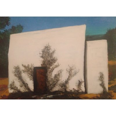 ACRILICO SU TELA MARCO METTO ' LITTLE HOUSE ' dimensioni L 70 x H 50 cm.